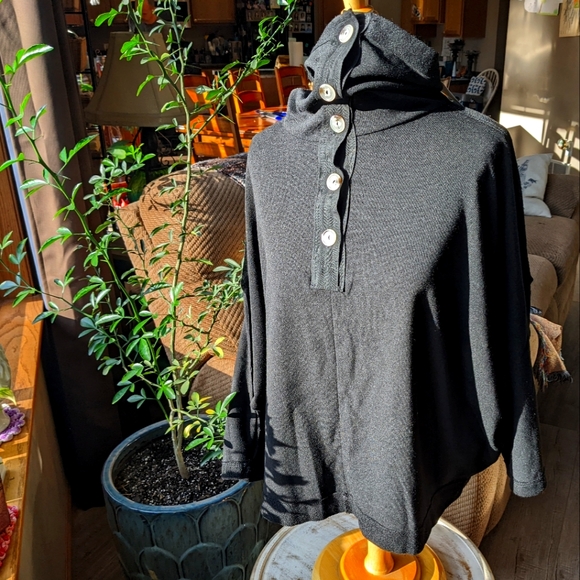 L Women's Cowl Neck with Buttons Cozy Shirt - Picture 1 of 8